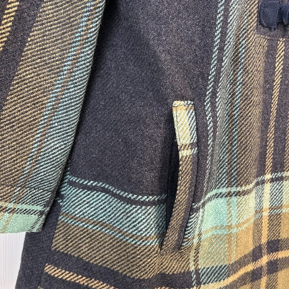 Mossimo Supply Hooded Pullover Jacket Wool Blend Plaid Toggle Buttons Womens - Picture 8 of 9